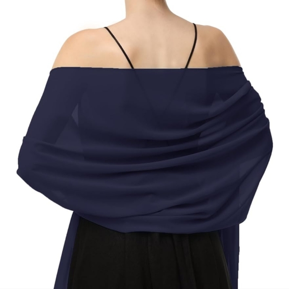 Sheer navy shawl / scarf / wrap - Picture 2 of 3